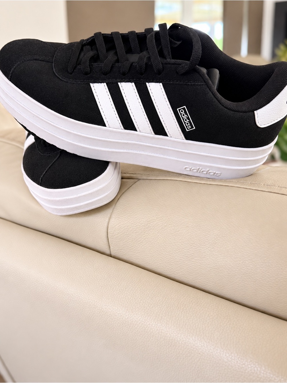 adidas Women’s Black and White Platform Sneakers